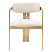 Dining Chair Donato brushed brass finish bouclé cream