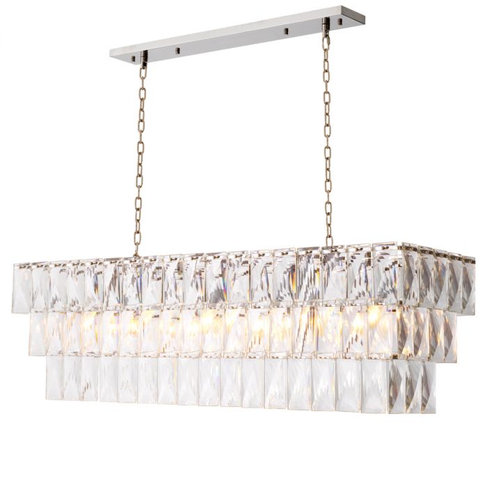 Chandelier Amazone rectangular incl clear crystal glass