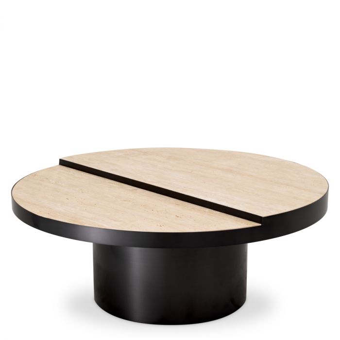 Coffee Table Excelsior bronze finish travertine