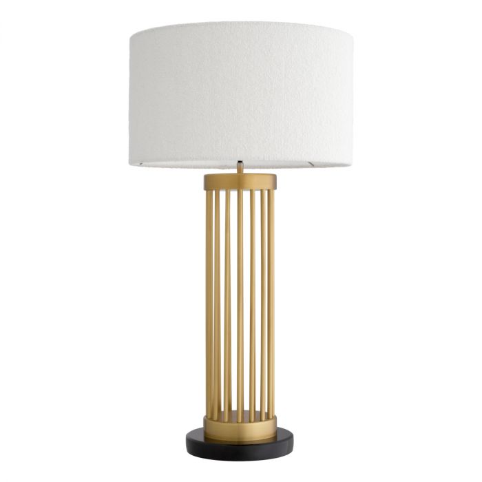 Table Lamp Condo antique brass finish incl bouclé shade