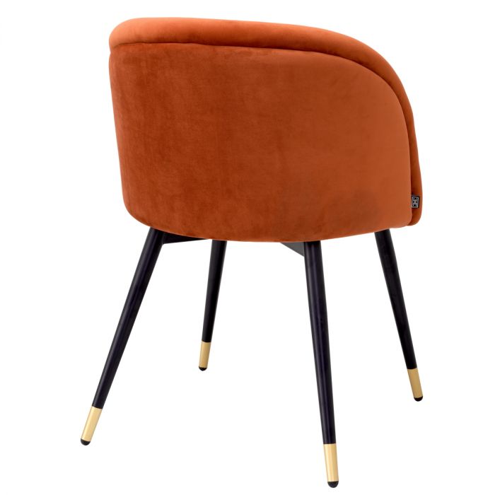 Silla de comedor Chloé savona terciopelo naranja juego de 2