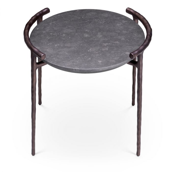 Side Table Arca grey marble bronze finish