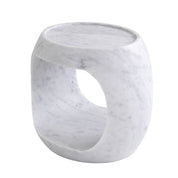 Side Table Clipper low honed white marble