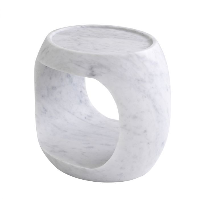 Side Table Clipper low honed white marble