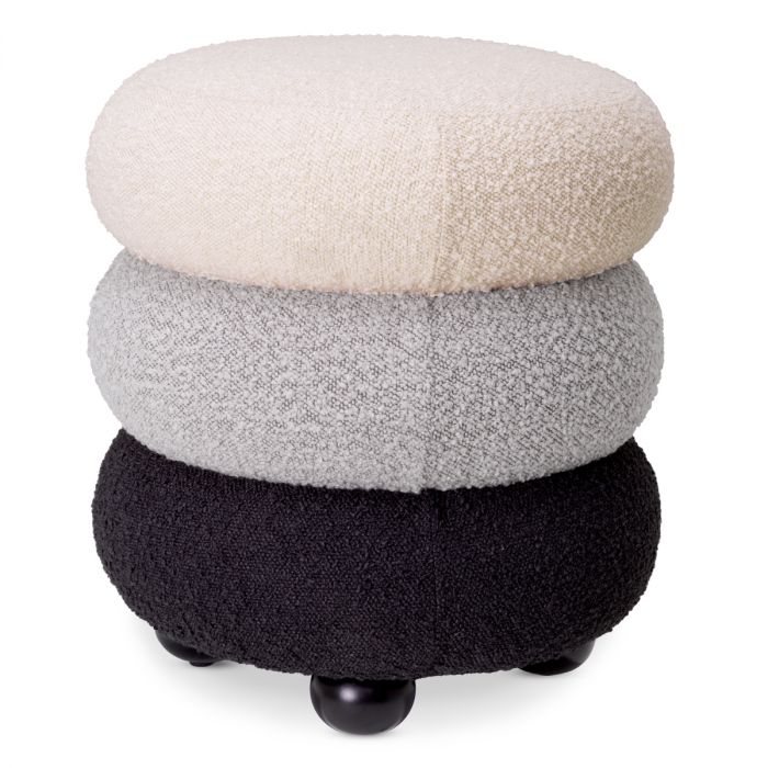 Stool Tulum bouclé cream grey black