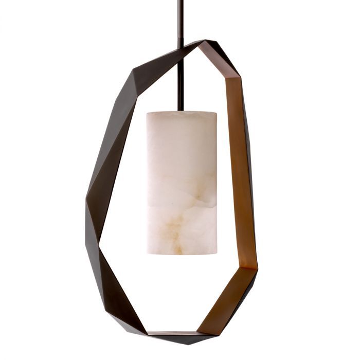 Chandelier Santos gunmetal finish incl alabaster