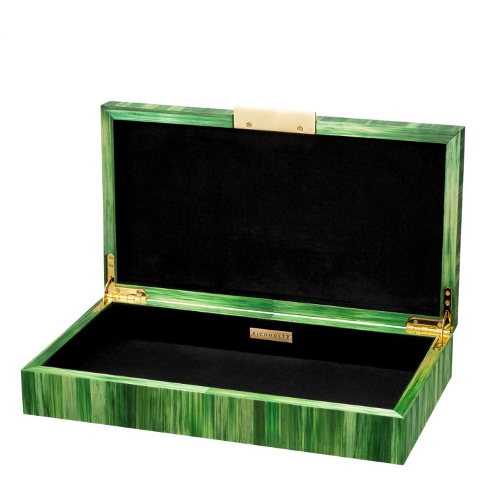 Caja Harvard paja marquetería verde