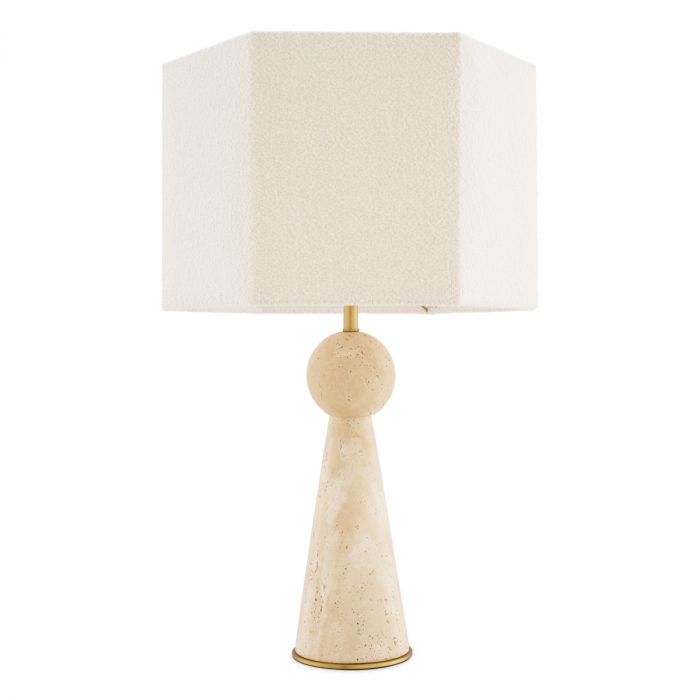 Lámpara de mesa Novak travertino con pantalla