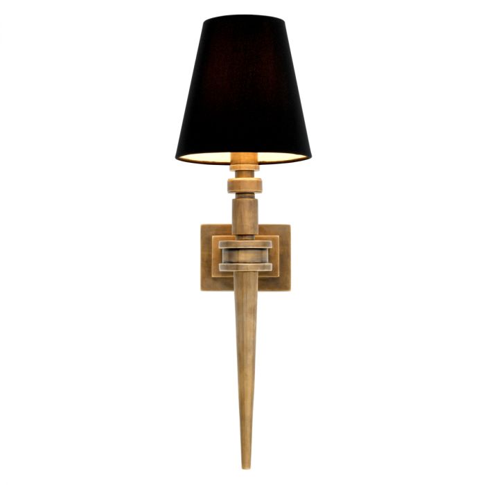 Wall Lamp Waterloo Single vintage brass finish incl black shade