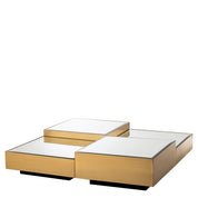 Coffee Table Esposito brushed brass finish black glass set of 4