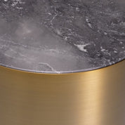 Side Table Porter round brushed brass finish grey marble