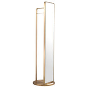 Floor Mirror Novo with coatrack brushed brass finish