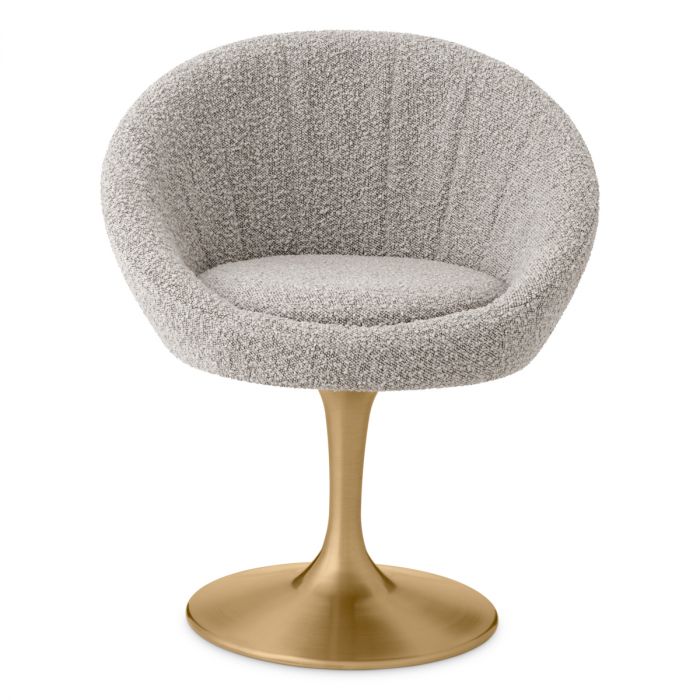 Silla de comedor O'Neill bouclé acabado latón cepillado gris