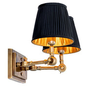 Wall Lamp Wentworth Double vintage brass finish incl black shades