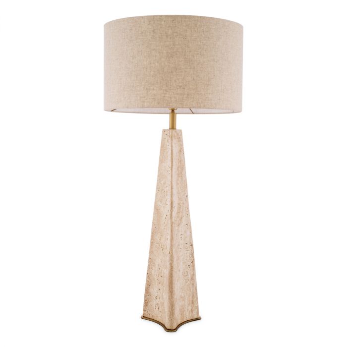 Lámpara de mesa Benson travertino con pantalla