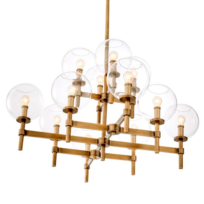 Chandelier Jade L antique brass finish