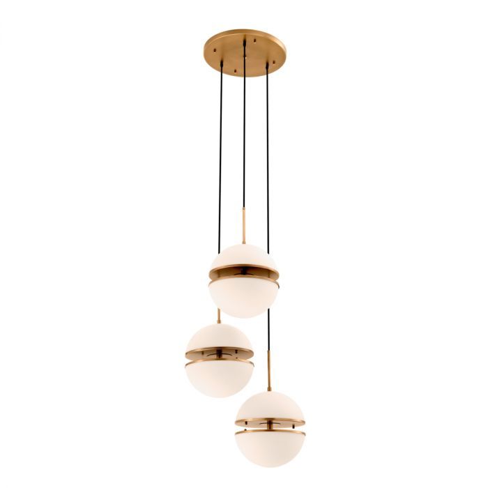 Hanging Lamp Spiridon Triple antique brass finish