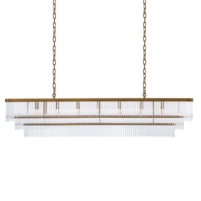 Chandelier East rectangular antique brass finish