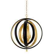 Chandelier Riley gunmetal finish polished brass