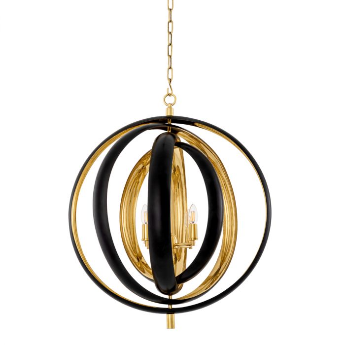 Chandelier Riley gunmetal finish polished brass