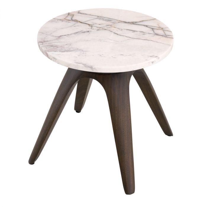 Side Table Borre round bianco lilac marble