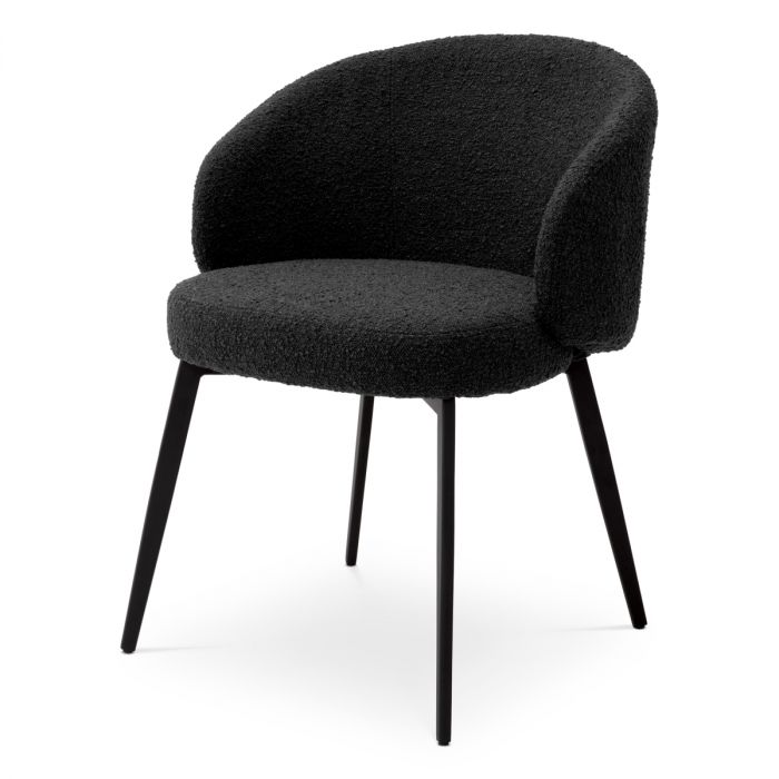Dining Chair Lloyd with arm bouclé black set of 2