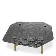 Coffee Table Cortes brushed brass finish casted smoke glass