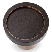 Side Table Otus round mocha oak veneer brushed brass finish