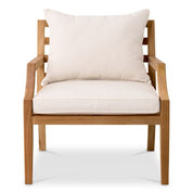 Outdoor Chair Hera natural teak flores off-white