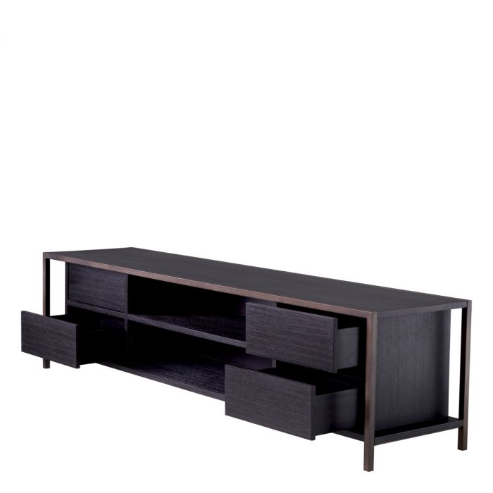 TV Cabinet Wilmot charcoal grey oak medium bronze finish
