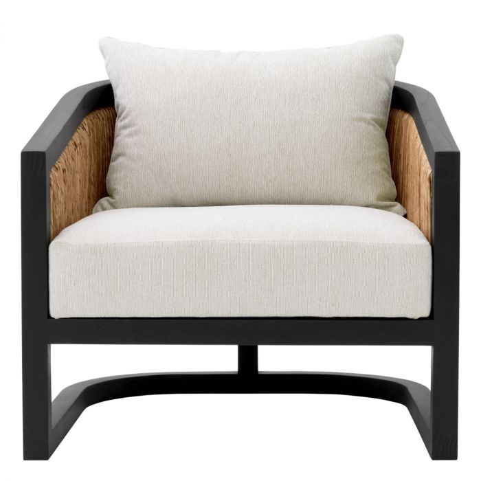 Silla Aruba clásica acabado negro algas marinas naturales sentier crema