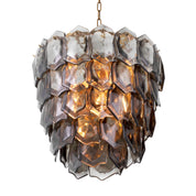 Chandelier Elias vintage brass finish smoke glass