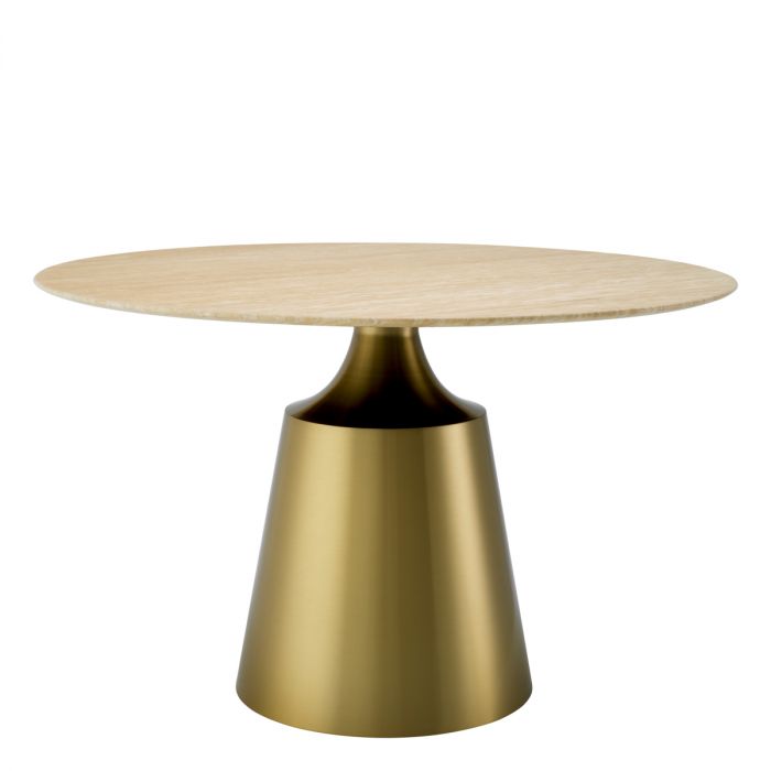 Dining Table Nathan brushed brass finish travertine