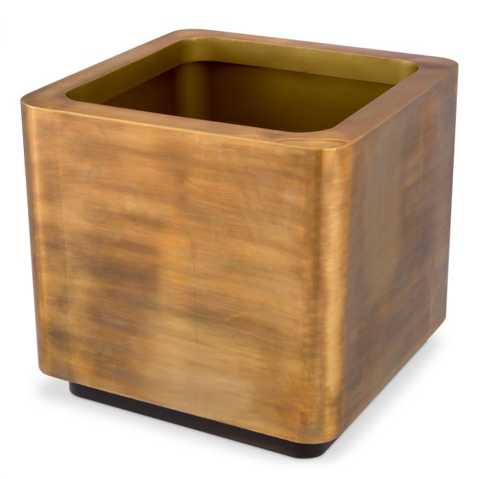 Planter Jasper square L vintage brass finish 75 x 75 cm x H. 70 cm