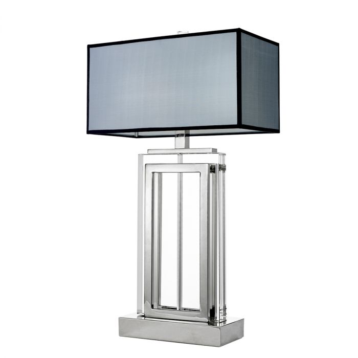 Table Lamp Arlington crystal nickel finish incl grey shade