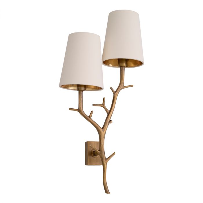 Wall Lamp Syracuse vintage brass finish incl shades