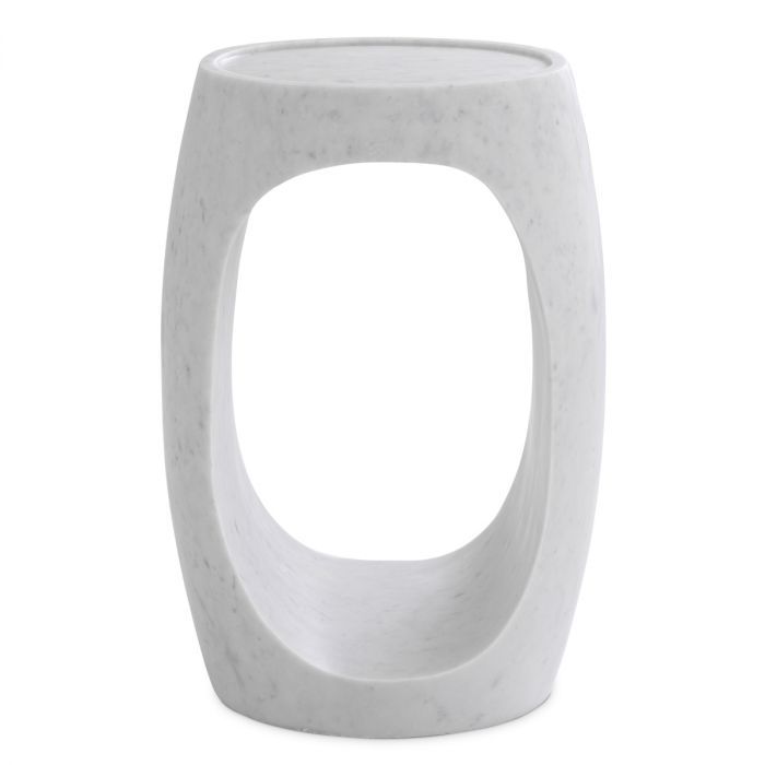 Side Table Clipper high honed white marble