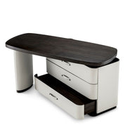 Desk Numana mocha straight oak veneer faux leather