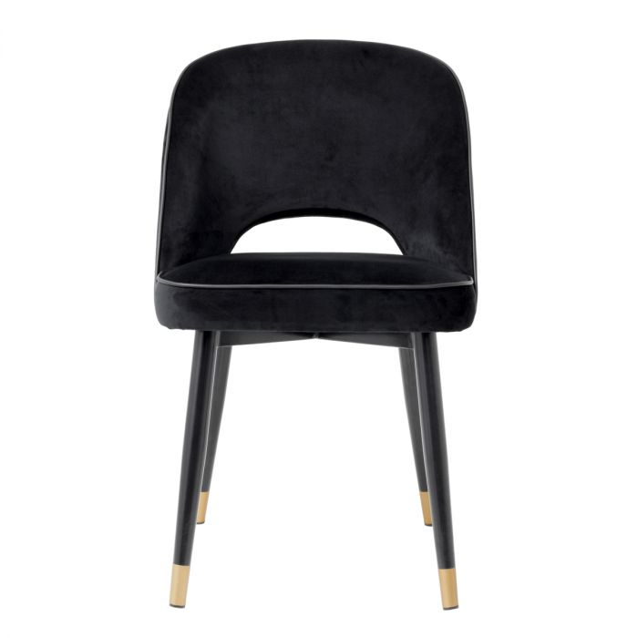 Silla de comedor Cliff Roche terciopelo negro juego de 2