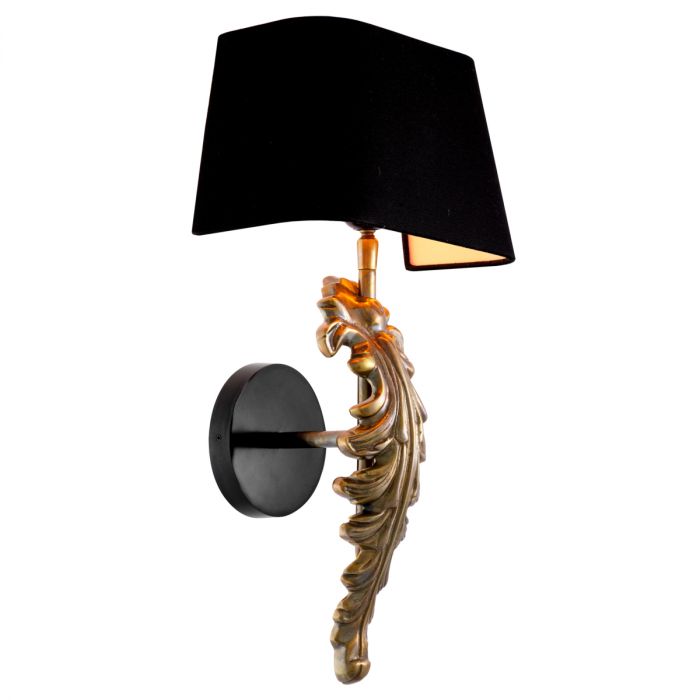 Wall Lamp Beau Site vintage brass finish incl black shade