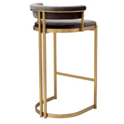 Bar Stool Dante brushed brass finish savona grey velvet