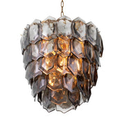 Chandelier Elias vintage brass finish smoke glass