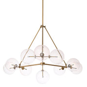 Chandelier Bermude antique brass finish clear glass