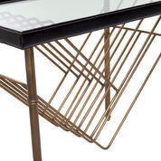 Side Table Princess with magazine rack black leather