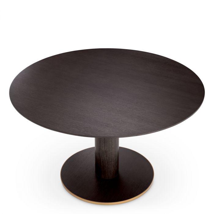 Dining Table Astro mocha oak veneer brushed brass finish