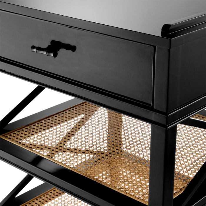Side Table Bahamas black finish natural cane