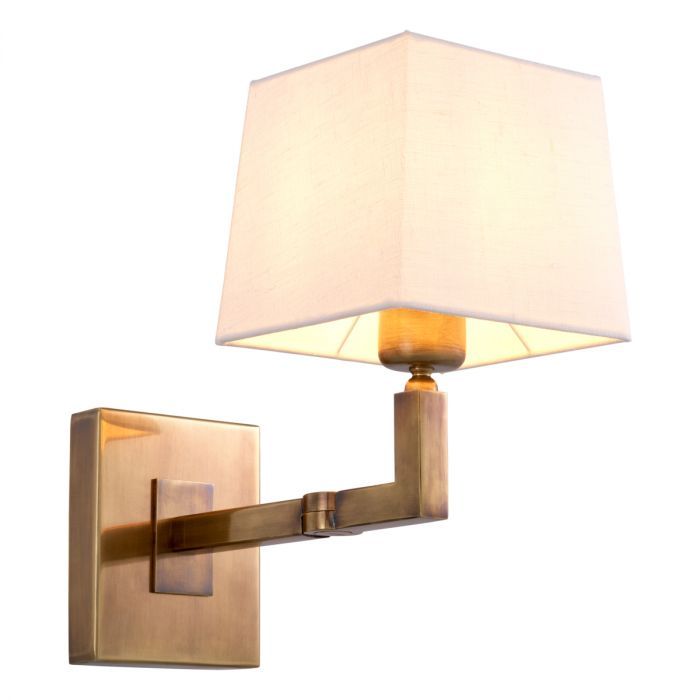 Wall Lamp Cambell vintage brass finish incl shade