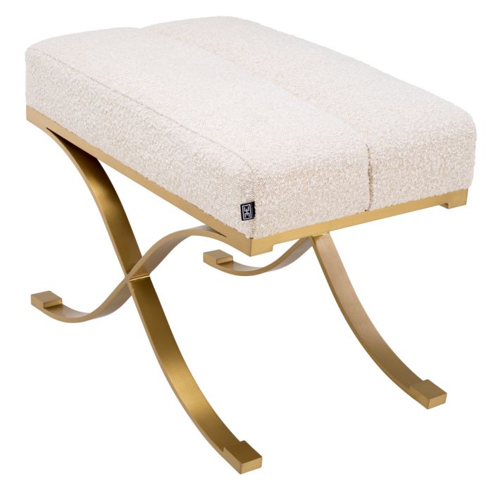 Stool Adonia brushed brass finish bouclé cream