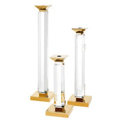 Candle Holder Livia gold finish clear crystal glass set of 3