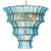 Lámpara de araña Toscano de cristal azul